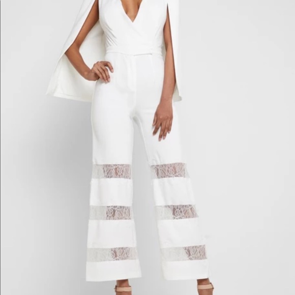 Chic Lavish Alice Lace Insert Cape Sleeve Jumpsuit - Picture 6 of 15